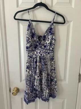 Angie Blue and White Floral Mini Dress